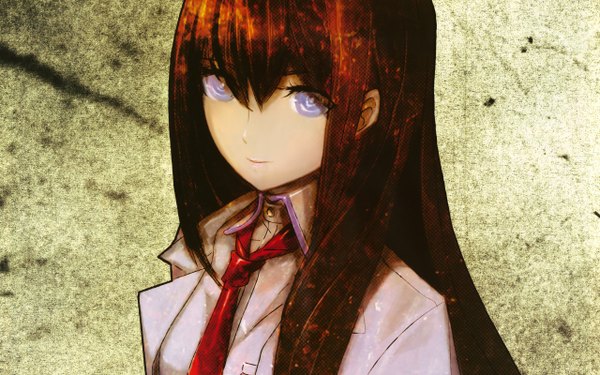 Anime picture 2560x1600 with steins;gate white fox makise kurisu single long hair looking at viewer highres blue eyes wide image necktie labcoat