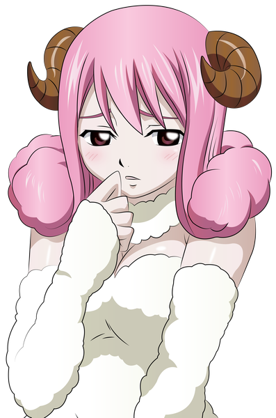 Anime picture 3351x5062 with fairy tail aries (fairy tail) single long hair tall image blush highres open mouth brown eyes pink hair absurdres horn (horns) drill hair transparent background vector girl