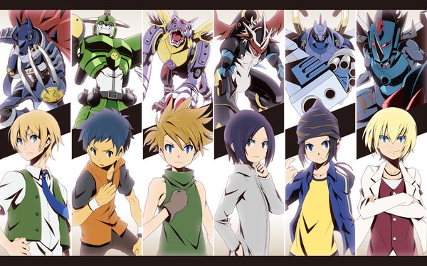 Anime picture 1680x1050 with digimon digimon adventure digimon adventure 02 digimon frontier digimon xros wars digimon savers digimon tamers ishida yamato metalgarurumon ichijouji ken minamoto kouji aonuma kiriha metalgreymon (xros wars) imperialdramon li jenrya magnagarurumon miragegaogamon saintgalgomon touma h. norstein hajime (hajime-ill-1st)