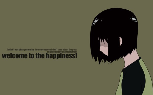 Anime picture 1280x800 with nhk ni youkoso gonzo nakahara misaki short hair black hair simple background wide image looking down