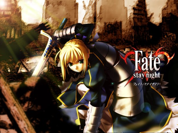 Anime picture 1600x1200 with fate (series) fate/stay night studio deen type-moon artoria pendragon (all) saber sword