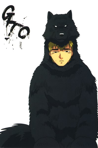 Anime picture 1386x2092 with great teacher onizuka studio pierrot eikichi onizuka single tall image short hair blonde hair simple background white background inscription boy suit animal costume