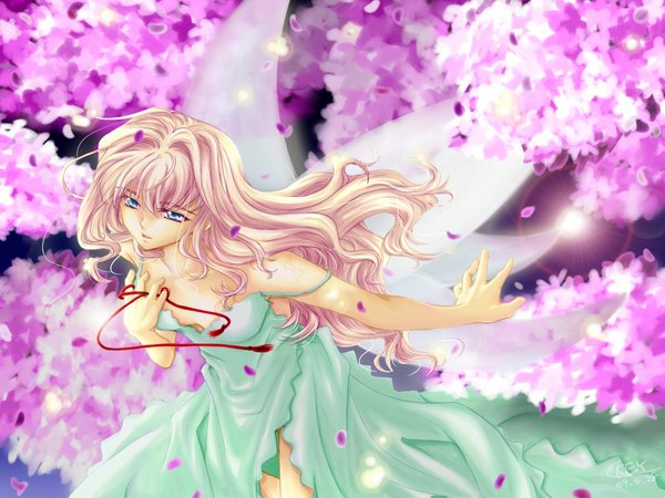 Anime picture 1024x768 with macross macross frontier sheryl nome dress wings key (chikey)