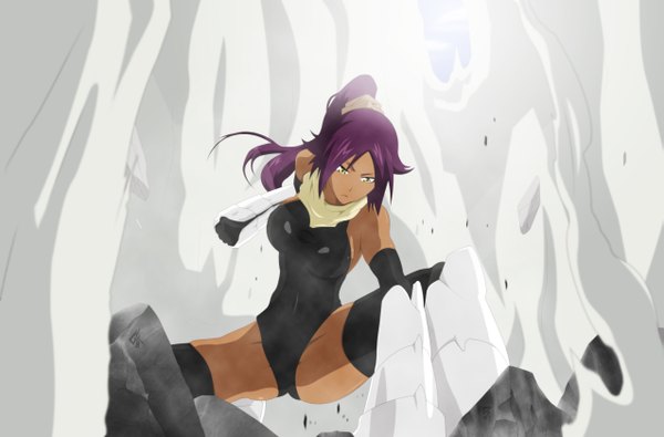 Anime picture 2550x1680 with bleach studio pierrot shihouin yoruichi highres light erotic