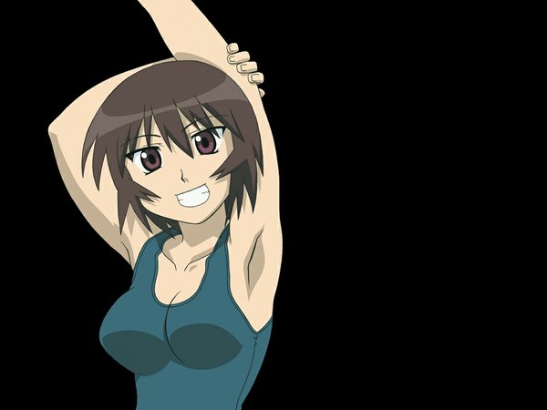 Anime picture 1024x768 with azumanga daioh j.c. staff kagura (azumanga) black background girl swimsuit azudai