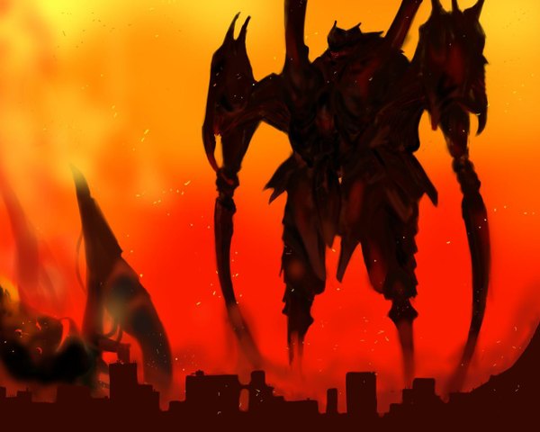 Anime picture 1280x1024 with bokurano zearth city battle mecha