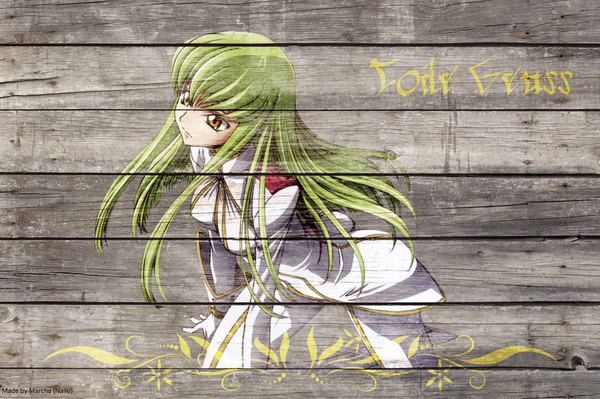 Anime picture 2000x1330 with code geass sunrise (studio) c.c. single long hair fringe highres yellow eyes payot long sleeves green hair girl uniform
