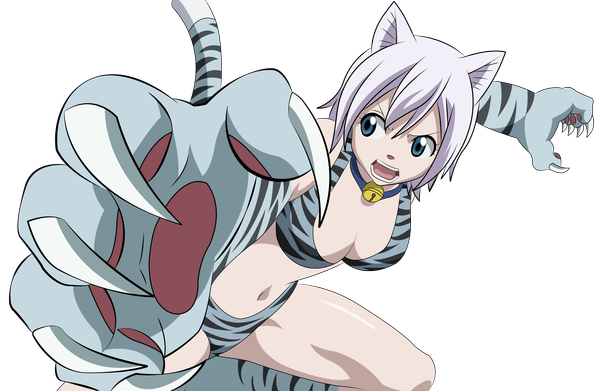 Anime picture 5076x3312 with fairy tail lisanna strauss single highres short hair open mouth blue eyes light erotic animal ears absurdres white hair cat ears cat girl cat tail transparent background vector girl navel swimsuit bikini