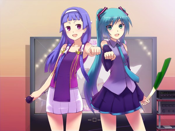 Anime picture 1280x960 with kannagi vocaloid hatsune miku nagi (kannagi) crossover girl