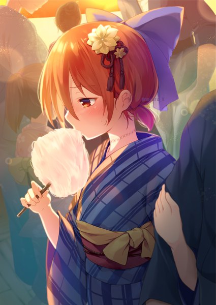 Anime-Bild 1613x2276 mit touhou sekibanki nnyara tall image blush fringe short hair hair between eyes red eyes standing holding signed payot red hair traditional clothes japanese clothes profile wide sleeves alternate costume embarrassed