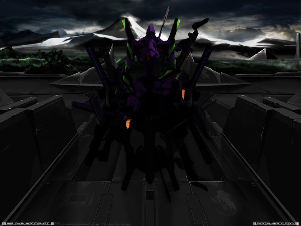Anime picture 1600x1200 with neon genesis evangelion gainax eva 01 mountain tagme