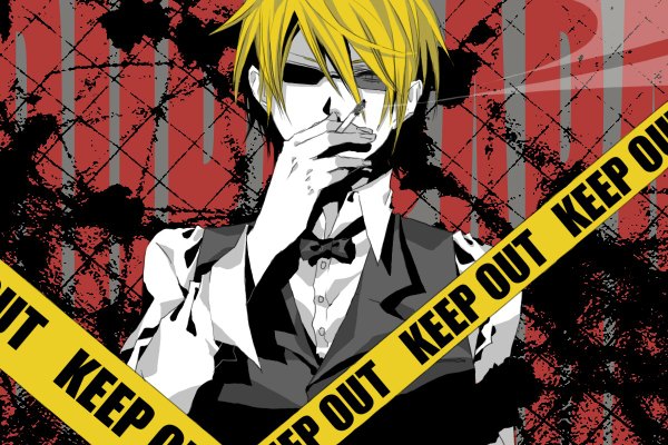 Anime picture 1200x800 with durarara!! brains base (studio) heiwajima shizuo smoke boy sunglasses