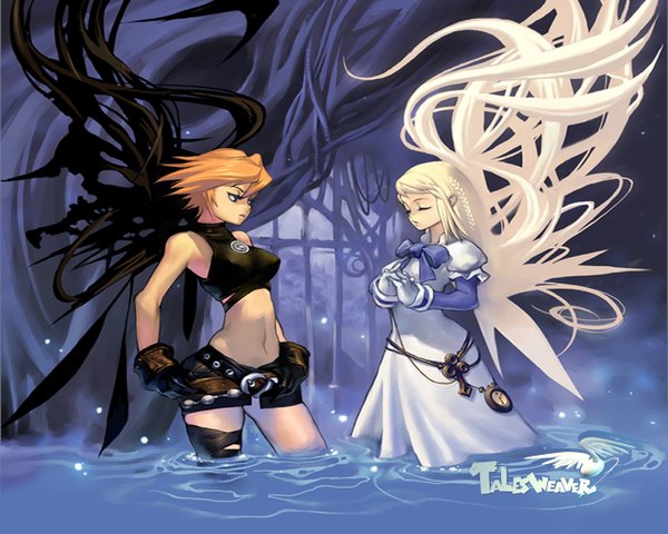 Anime picture 1280x1024 with tales weaver multiple girls girl 2 girls wings