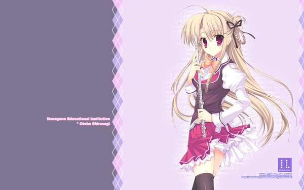 Anime picture 1680x1050 with mitha wide image ribbon (ribbons) serafuku musical instrument flute indico lite il vol6