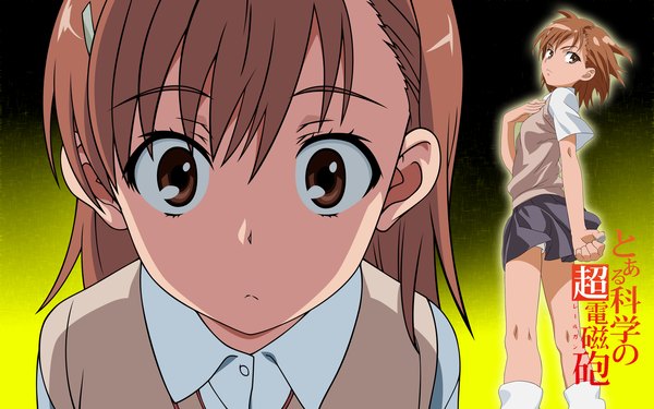 Anime picture 1920x1200 with to aru kagaku no railgun j.c. staff misaka mikoto highres wide image close-up multiview vector girl