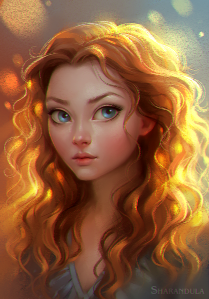 Аниме картинка 900x1288 с елена березина один (одна) длинные волосы высокое изображение смотрит на зрителя румянец голубые глаза оранжевые волосы свет волнистые волосы крупный план девушка
