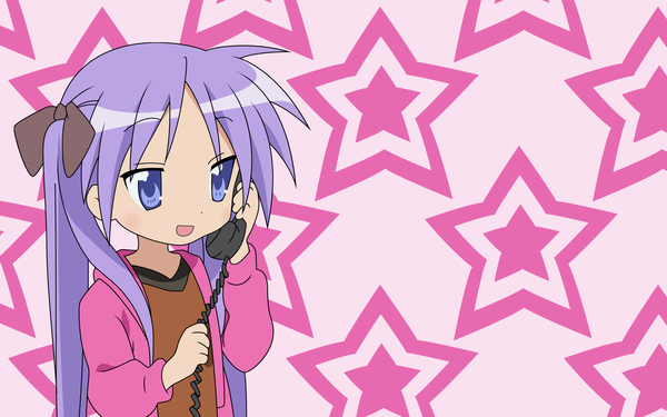 Anime picture 1920x1200 with lucky star kyoto animation hiiragi kagami highres wide image girl star (symbol) phone