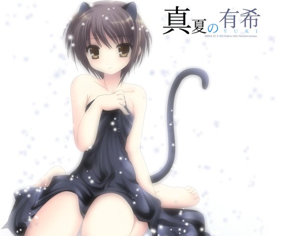 Anime picture 1280x1024 with suzumiya haruhi no yuutsu kyoto animation nagato yuki namamo nanase white background animal ears cat girl girl