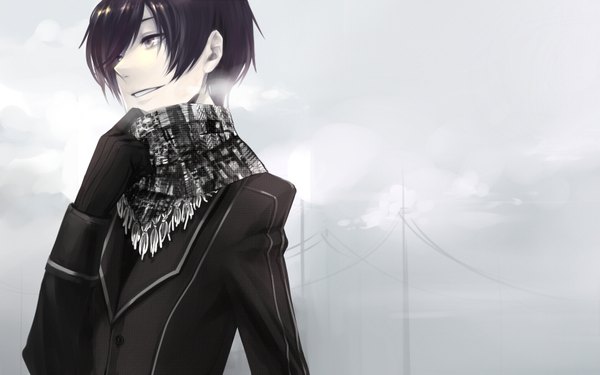 Anime picture 1680x1050 with code geass sunrise (studio) pixiv lelouch lamperouge coralstone single short hair black hair wide image boy gloves scarf