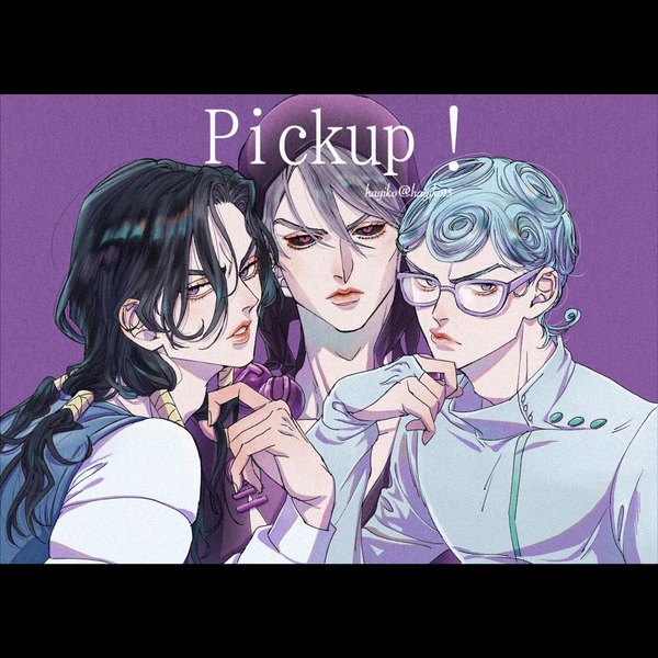 Anime picture 1024x1024 with jojo no kimyou na bouken ghiaccio risotto nero illuso hagiko long hair looking at viewer short hair black hair simple background red eyes signed blue hair upper body parted lips lips grey hair multiple boys drill hair letterboxed