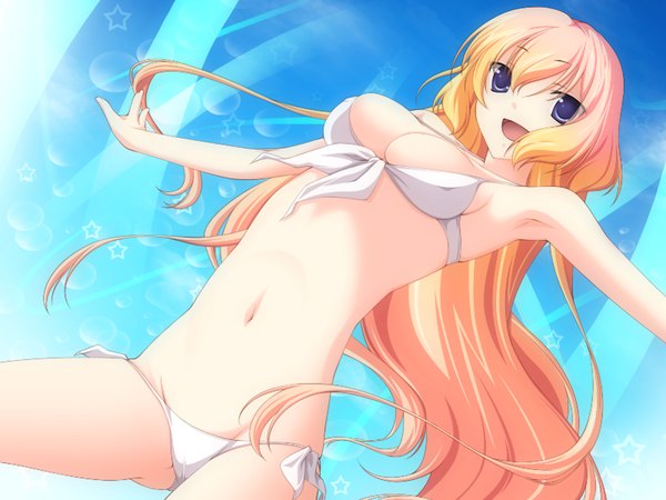 Anime picture 1200x900 with candy doll (game) blue eyes light erotic blonde hair game cg girl swimsuit