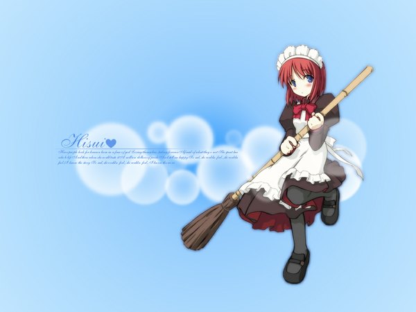 Anime picture 1024x768 with shingetsutan tsukihime type-moon hisui (tsukihime) maid wallpaper broom