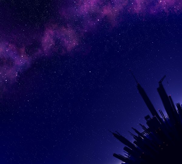 Anime picture 1200x1080 with original su-yu night night sky no people landscape scenic building (buildings) star (stars)