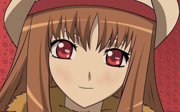 Anime picture 2560x1600 with spice and wolf horo highres red eyes brown hair wide image close-up girl