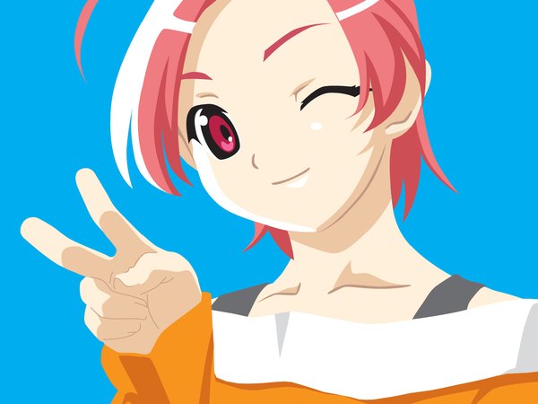 Anime picture 1600x1200 with popotan mai (popotan) pink hair close-up vector tagme