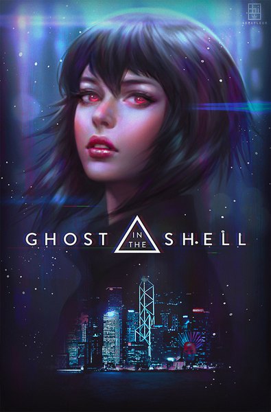 Anime picture 658x1000 with ghost in the shell production i.g kusanagi motoko abigail diaz single tall image looking at viewer blush fringe short hair black hair hair between eyes red eyes upper body parted lips lips realistic copyright name lipstick floating hair