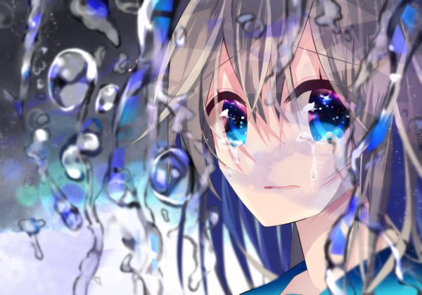 Аниме картинка 3000x2098 с оригинальное изображение nekoboshi sakko один (одна) смотрит на зрителя высокое разрешение короткие волосы голубые глаза каштановые волосы крупный план девушка вода капли воды