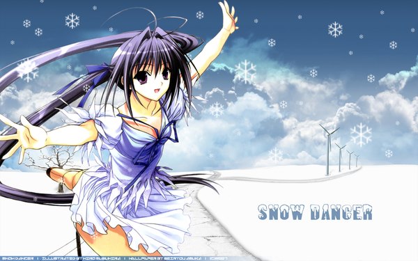 Anime picture 1920x1200 with ginban kaleidoscope sakurano tazusa suzuhira hiro highres wide image winter snow girl snowflake (snowflakes)