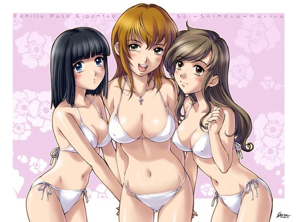 Anime picture 1334x1000 with maria-sama ga miteru studio deen toudou shimako nijou noriko satou sei same light erotic swimsuit