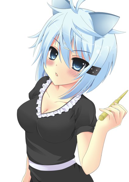 Anime picture 2480x3507 with sword art online a-1 pictures asada shino saiseki single tall image highres short hair blue eyes simple background white background animal ears blue hair girl dress