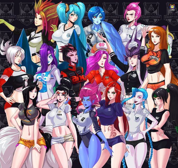Anime picture 1833x1733 with league of legends ahri (league of legends) sona buvelle jinx (league of legends) akali (league of legends) katarina (league of legends) riven (league of legends) miss fortune (league of legends) evelynn (league of legends) vi (league of legends) morgana (league of legends) leona (league of legends) syndra vayne (league of legends) elise (league of legends) zyra (league of legends) anivia (league of legends) arcade miss fortune (league of legends) kyoffie12 long hair