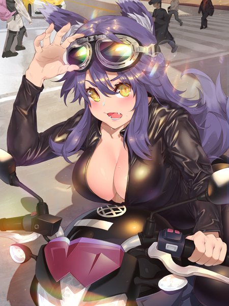 Anime picture 1500x2000 with princess connect! re:dive princess connect! makoto (princess connect!) aki makoto waterring long hair tall image looking at viewer blush fringe breasts open mouth light erotic hair between eyes large breasts sitting animal ears yellow eyes payot cleavage