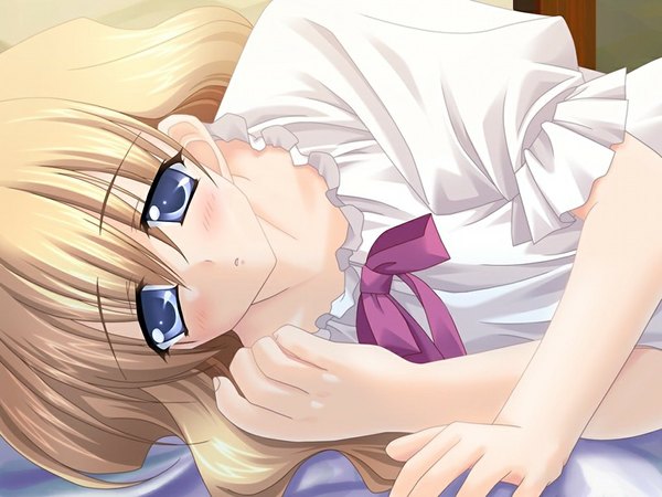 Anime picture 1024x768 with tsukushite ageruno (game) blue eyes blonde hair game cg girl