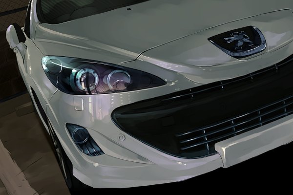 Anime picture 1202x800 with original peugeot material-mall reflection no people shiny window ground vehicle car