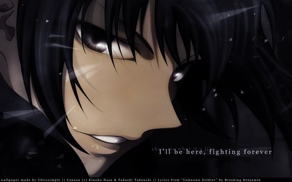 Anime picture 1920x1200 with canaan type-moon alphard highres wide image signed black background close-up