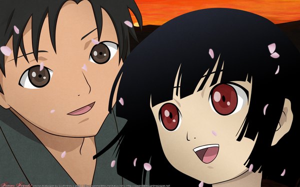 Anime picture 1920x1200 with hell girl studio deen enma ai highres wide image cherry blossoms petals