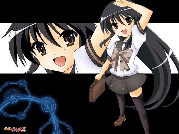 Anime picture 1600x1200 with shakugan no shana j.c. staff shana black background vector girl