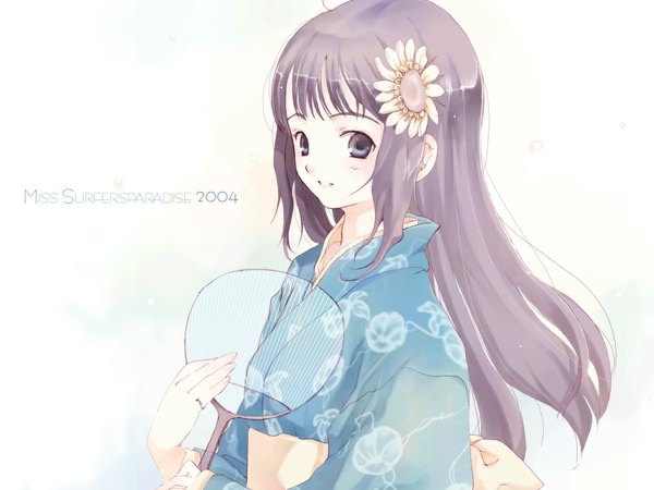 Anime picture 1024x768 with japanese clothes fan yukata tagme