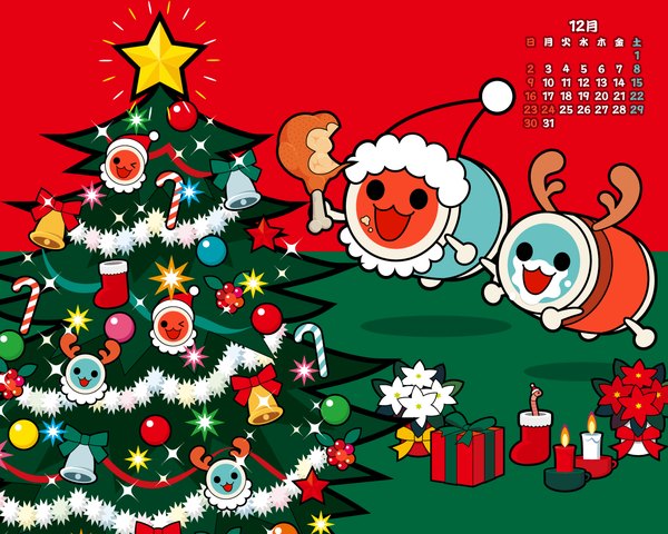 Anime picture 1280x1024 with taiko no tatsujin calendar tagme
