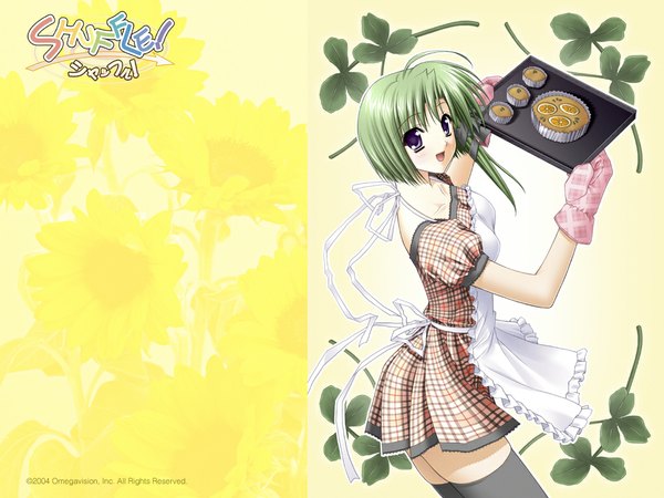 Anime picture 1024x768 with shuffle! shigure asa flower (flowers) apron tagme