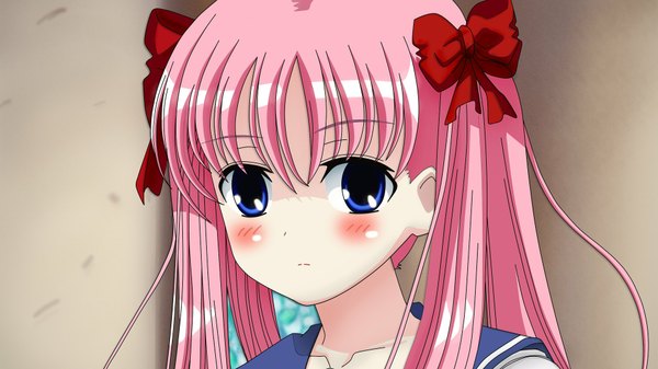 Anime picture 1920x1080 with saki haramura nodoka highres blue eyes wide image pink hair close-up jpeg artifacts