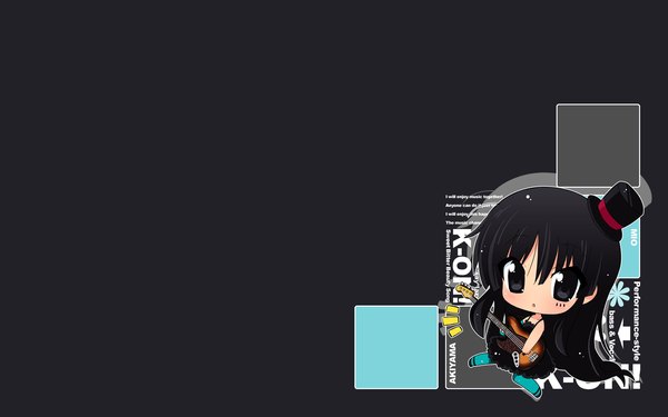 Anime picture 1920x1200 with k-on! kyoto animation akiyama mio highres wide image dark background chibi