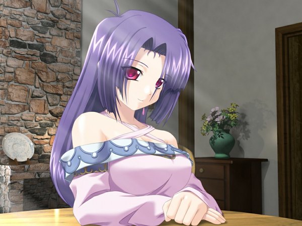 Anime picture 1024x768 with branmarker (game) long hair red eyes game cg purple hair girl