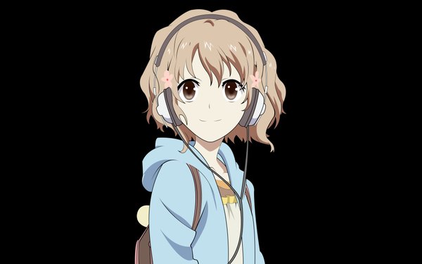 Anime picture 4000x2500 with hanasaku iroha p.a. works matsumae ohana single looking at viewer highres short hair simple background blonde hair smile wide image brown eyes absurdres black background girl