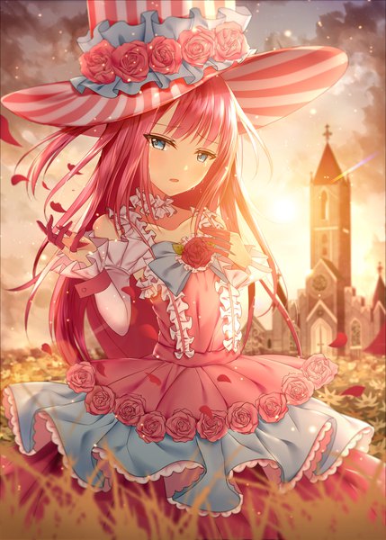 Anime picture 3000x4197 with fate (series) fate/extra fate/extra ccc elizabeth bathory (fate) (all) elizabeth bathory (fate) junpaku karen single long hair tall image looking at viewer blush fringe highres open mouth blue eyes standing pink hair absurdres sky cloud (clouds)