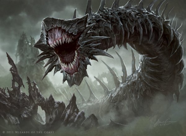 Anime picture 1400x1023 with original jason chan open mouth teeth sharp teeth monster thorns